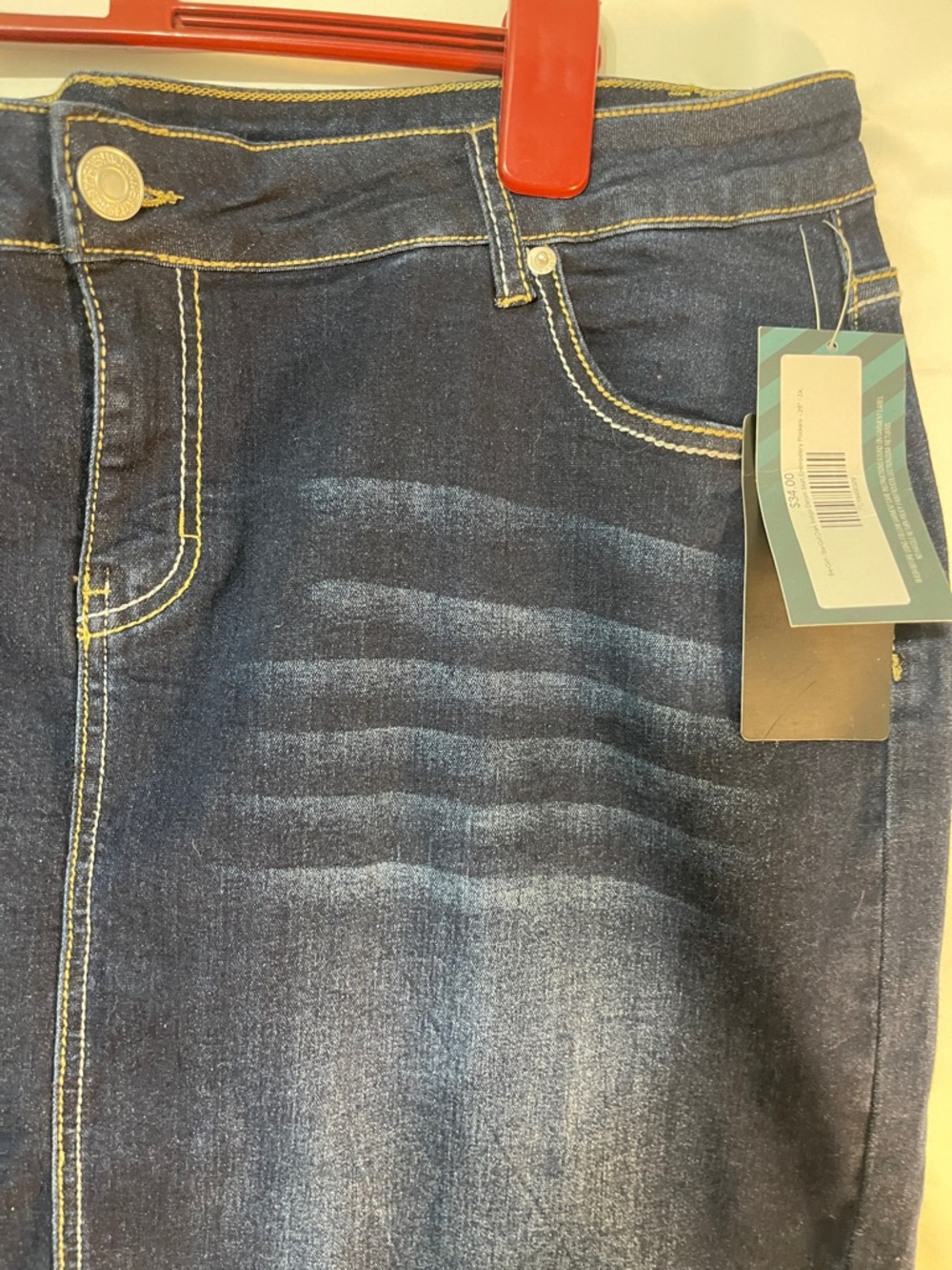 Dark Blue Denim Pencil Skirt - Picture 4 of 12